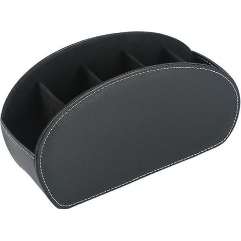 Étui à télécommande en cuir, boîte de rangement multifonctionnelle à 5 compartiments, boîte de rangement pour télécommandes TV (1/3)