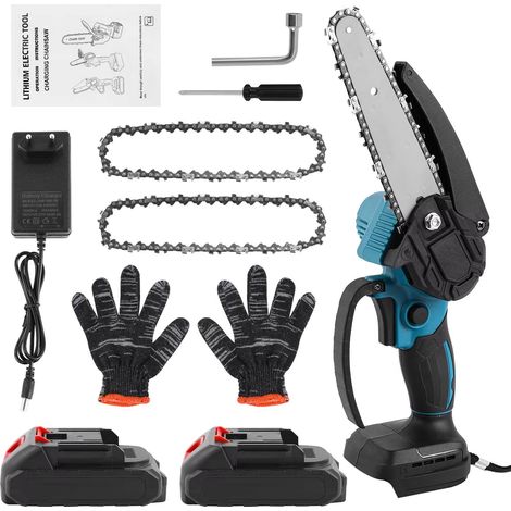 Tronçonneuse électrique 6 pouces portable sans fil – Scie à chaîne pour bois et arbres compatible batterie pour jardinage (1/5)