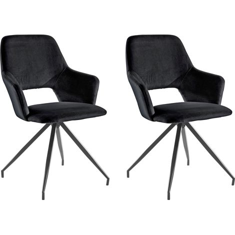 Tracy-Fauteuil en velours noir Pack de 2 (1/5)