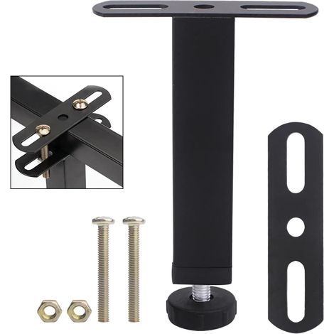 AIDUCHO Pieds De Lit Noir Réglables Pieds De Meubles Pied De Support À Lattes Robuste Pieds De Support De Meubles En Métal Accessoires De Cadre De Lit T-Double Trou Avec Vis 300mm Lot De 4 (1/5)