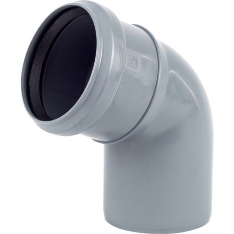 Coude sanitaire PP-HT 110/67, pour eaux usées intérieures, couleur cendre, Sur (1/4)