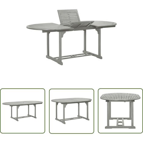 The Living Store Gartentisch Grau 200x100x75 cm Massivholz Akazie - Gartentisch - Esstisch - Akazienholz - Outdoor Möbel - Wetterfest (1/5)