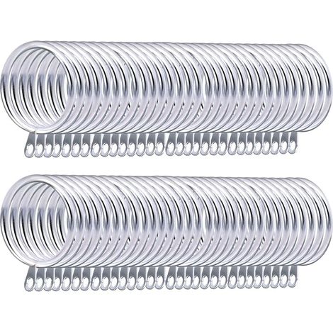 60 Gardinenringe, Aufhängeringe für Gardinen und Gardinenstangen, 38 mm Innendurchmesser, Silber (1/5)