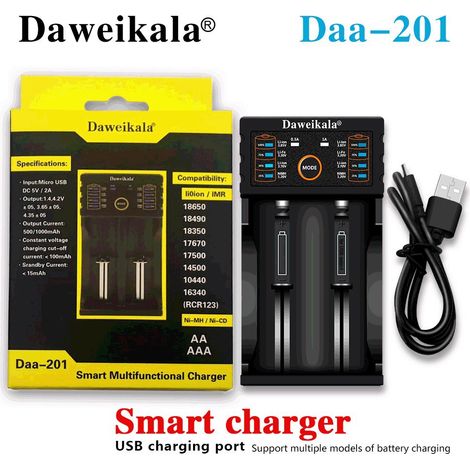 Daweikala 18650 lithium battery 26650 smart USB dual charger 5V 2A input can be used. (1/5)