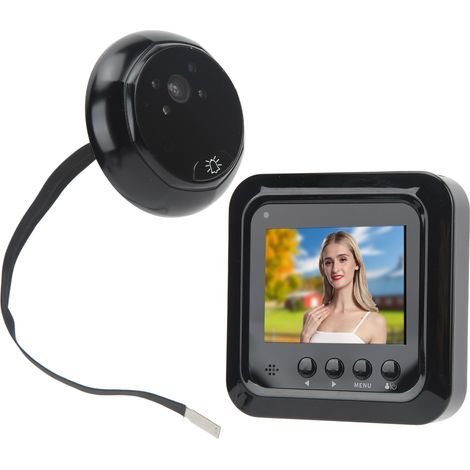 Sonnette vidéo intelligente avec judas de porte, 1 MP, grand angle de 160°, vision nocturne infrarouge et plusieurs modes d'utilisation pour la maison (1/5)