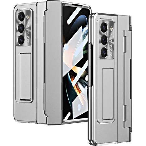 Funda protectora de policarbonato con soporte y protección para las bisagras para Samsung Galaxy Z Fold6 5G - Plateada (1/5)