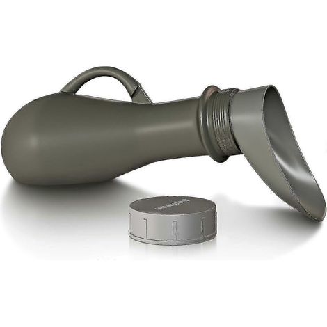 Urinoir portable anti-fuite - Bouteille d'urine anti-déversement de 1,2 l pour hommes - Bouteille d'urine avec urinoir intégré pour femmes - Urinoir de voyage (argent) (1/5)