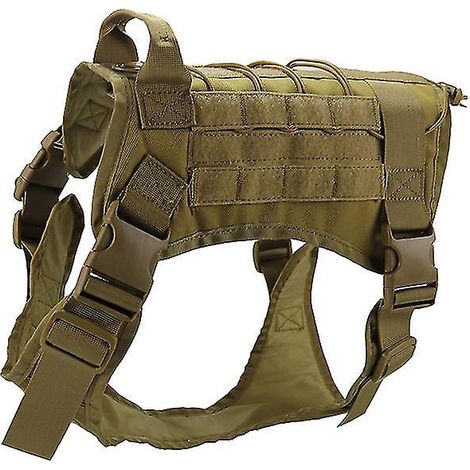 Harnais tactique réglable pour chien avec poignée en nylon pour l'entraînement et le travail - Taille moyenne, kaki (1/5)