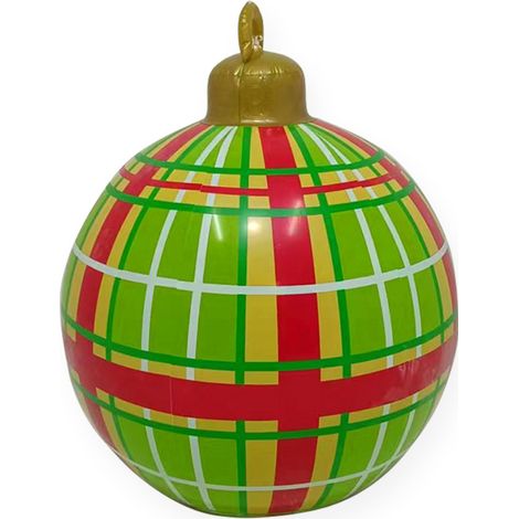 1 x aufblasbare Weihnachtskugel aus grünem Gitter-PVC, große Weihnachtskugeln, große Weihnachtskugeln für den Außenbereich, 60 cm, personalisierte Weihnachtsdekoration, für Garten, Balkon, Hofdekorati (1/4)