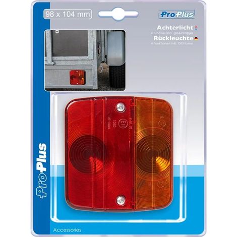 4-Funktionen-Rückleuchte – 1 Stück – Robuster Kunststoff – 12 V, multifunktional – Für Anhänger und Wohnwagen – 98 x 104 mm, Rot/Schwarz (1/5)