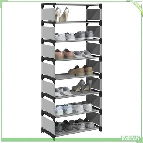 4100623 étagère à chaussures 8 niveaux gris 54x28x124cm tissu non-tissé (1/5)
