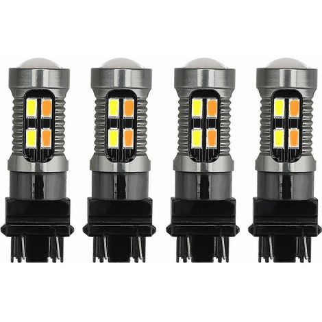 25-26 4x Ampoule LED pour voiture Canbus T25 3157 P27-7w Feu de recul bicolore blanc ambre A (1/4)