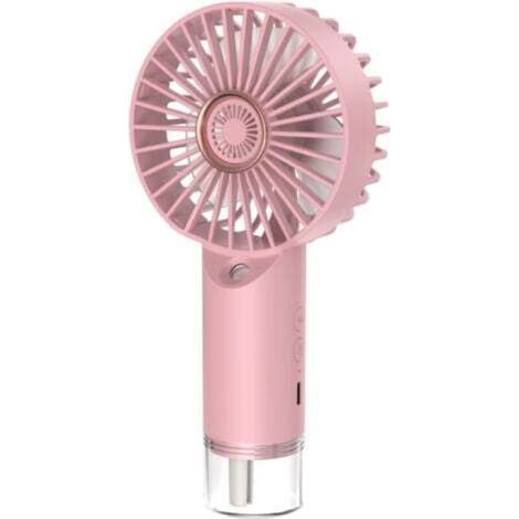 Mini ventilatore portatile con funzione umidificatore, ricaricabile tramite USB, silenzioso, 3 velocità, ideale per casa, ufficio e viaggi.