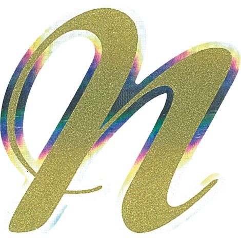 Lettera Adesiva "N" Olografica Colore Oro per Auto e Moto (1/2)