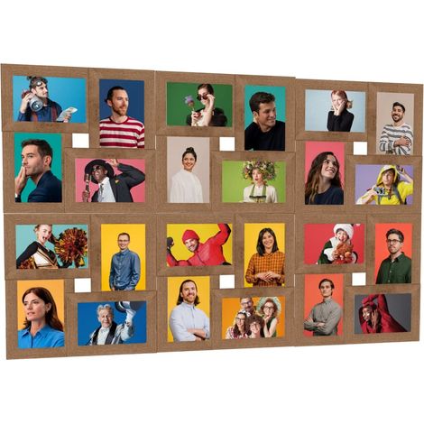 Collage Photo Frame for 24x(13x18 cm) Picture Light Brown MDF vidaXL (1/5)