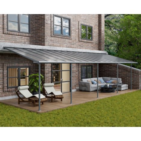 Palram - Canopia – Pergola Sierra 3x9,7m grise en polycarbonate – Structure en aluminium inoxydable – Toit sans vis pour protection optimale – Design moderne (1/5)
