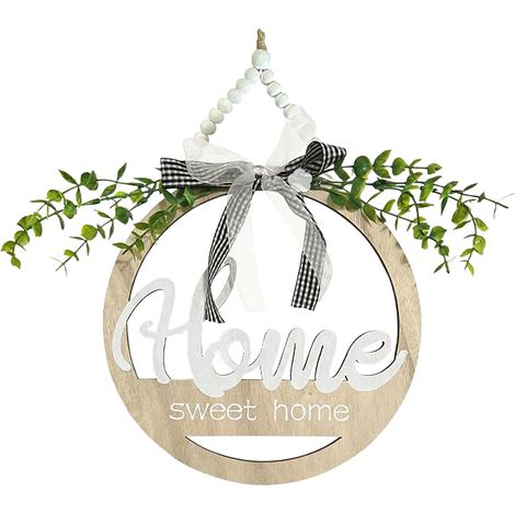 Welcome Sign for Front Door Round Wooden Decor Rustic Wooden