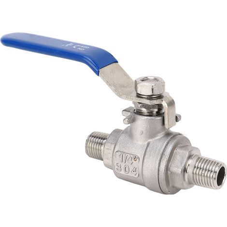 Vanne à bille en acier inoxydable à passage intégral 1/4", vanne à bille à double filetage mâle en deux parties, vanne à bille NPT (1/5)
