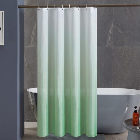 c Rideau de Douche Anti Moisissure Tissu Lavable 120x200cm Long Rideau de Bain Imperméable en Polyester avec 8 Crochets de Rideau Douche Original Vert Herbe Dégradé (1/5)