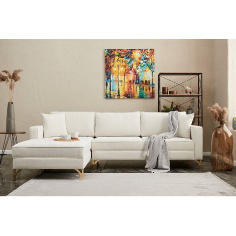 Ecksofa links Berlin Creme Gold