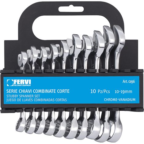 Serie chiavi combinate corte 10-19 mm Fervi 0196
