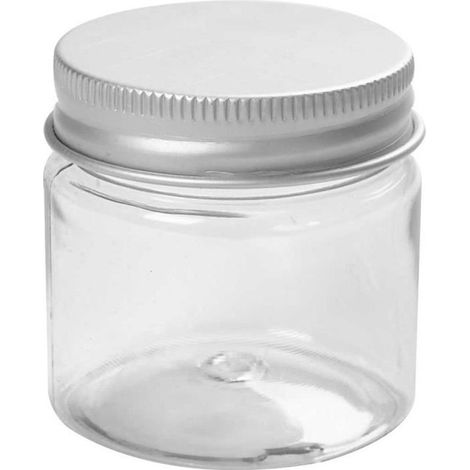 Petit pot - Réf 13179 - Transparent - Couvercle vissé en métal - Cylindrique (1/3)