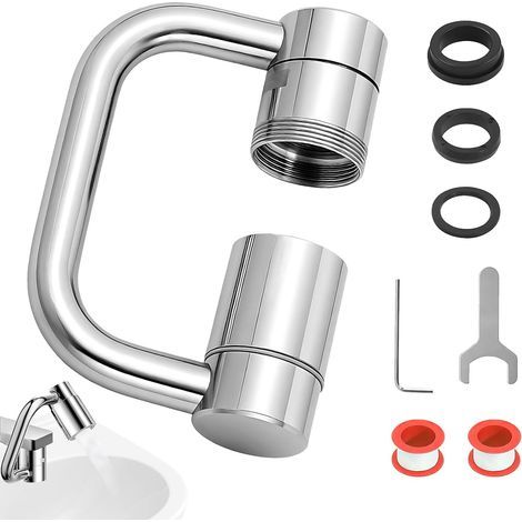 1 Pièces Rallonge Robinet, Acier Inoxydable, Rotation 1440°, Double Mode Jet, Pour Cuisine Salle De Bain (1/5)