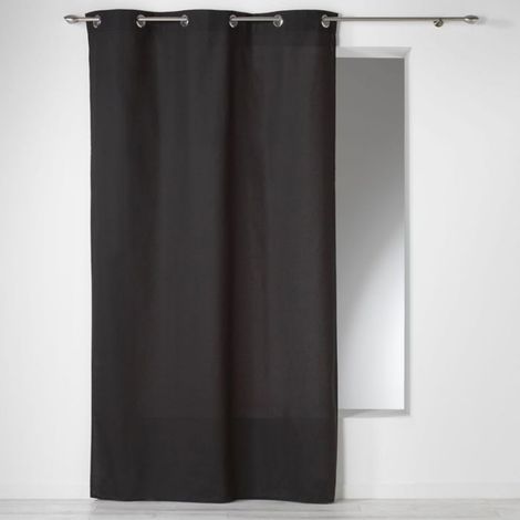Rideau a oeillets coton uni 140 x 240 cm Panama Noir (1/3)