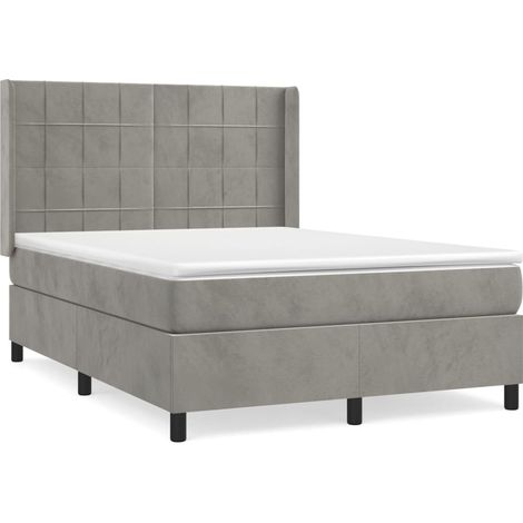 Maison Exclusive - Cama box spring con colchón terciopelo gris cl (1/5)