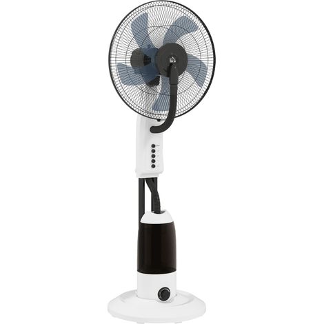 90-W-Ventilator mit Sprühfunktion, 120 cm Durchmesser, 70°-Oszillation, 3 Geschwindigkeitsstufen, 2,8-Liter-Wassertank und Rollen, weiß