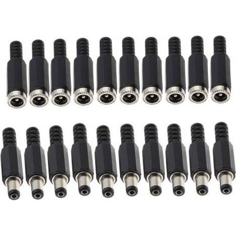 10 Pairs 5,5 mm x 2.1 mm Connecteurs Jack de Prise d'alimentation Mâle CC de Femelle Connecteur 5.5mm x 2.1mm Alimentation Fiche à Souder (1/5)
