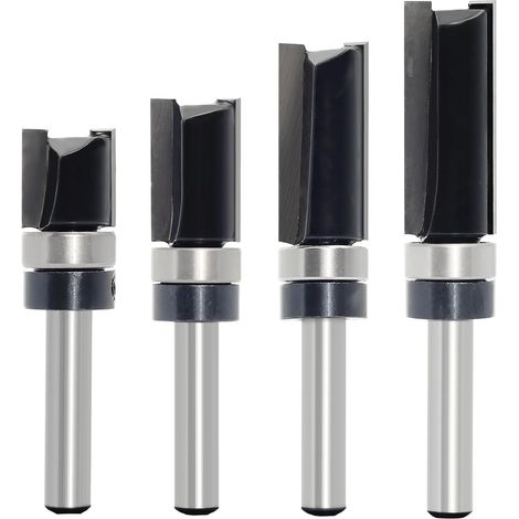 Lot de 4 Fraises à Copier Bois à Tige de 6 mm, Dotées de Roulements à Billes, Outil de Coupe Professionnel pour Routeur, Pour Bois (1/5)