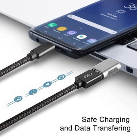 Adaptateur USB C vers USB, 2Pcs Thunderbolt 3 vers USB 3.0, Compatible avec MacBook, Microsoft Surface Go, Samsung Galaxy (Argent) (1/4)