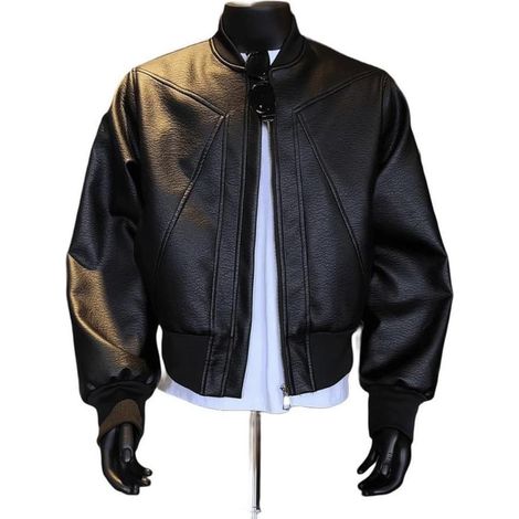 Veste de moto pour homme en cuir synthétique avec col montant, coupe-vent, pour printemps, hiver, coupe ajustée, noire (1/5)