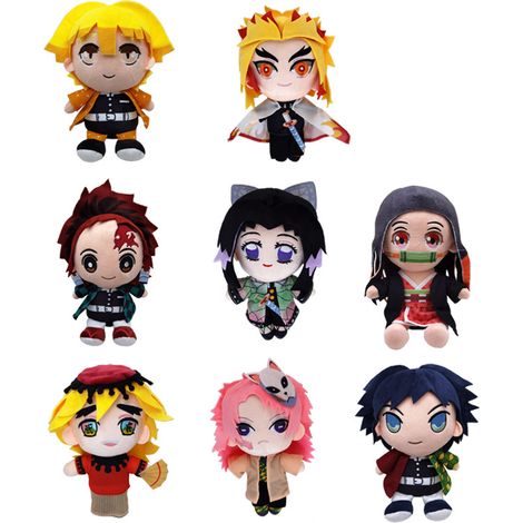Lot de 8 peluches Tanjiro, le tueur de démons de l'anime Kimetsu no Yaiba. Douces et mignonnes, ces peluches de 21 cm (8 pouces) sont parfaites pour décorer votre intérieur.