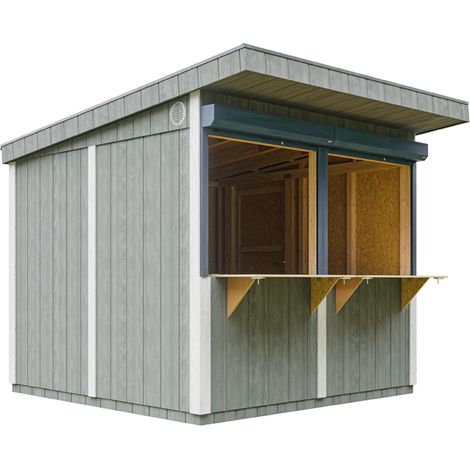 Quiosco de panel Premium - 5,9m² - H240x248x305 cm - Bar de jardín, kioscos de madera para negocio, caseta jardin exterior - Construcción de paneles LP Smartside - Timbela M950-CAVERN STEEL