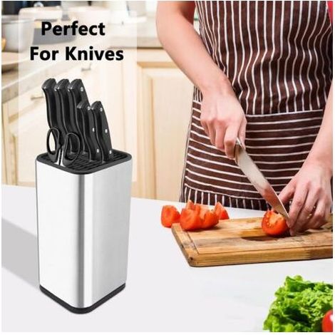 Bloc Couteaux Cuisine Vide - Inox Porte Couteaux de Cuisine plus de 8 Couteaux - Grand Range Couteaux de Cuisine - Support Couteaux Cuisine - Blocs Couteaux Vides (1/4)