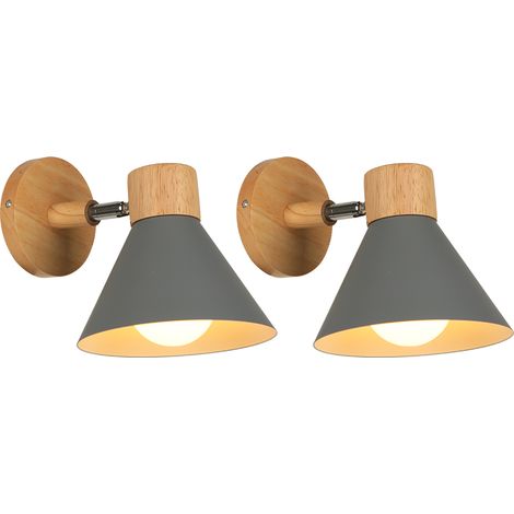 (2X) Apliques Retro Interior Lámpara De Pared Metal E27 Lámpara De Pared Vintage Para Salón Dormitorio Baño (Gris)