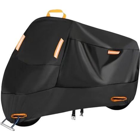 Funda impermeable para motocicleta - Funda protectora para scooter - Protege el vehículo - Franjas reflectantes - XXXL - Negro (1/5)