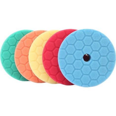 Éponge de Polissage,SPTA 5 Pièces 150mm Hex Logic Polissage Pad Éponge polir Kit pour Voiture Ponçage Polissage pour 125mm RO/DA Polissage pour Polisseuse Machine à polir (1/5)