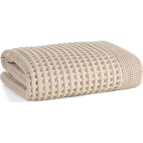 SERVIETTE DE BAIN EN COTON EUROFIRANY MELO 90 X 150 CM BEIGE (1/5)
