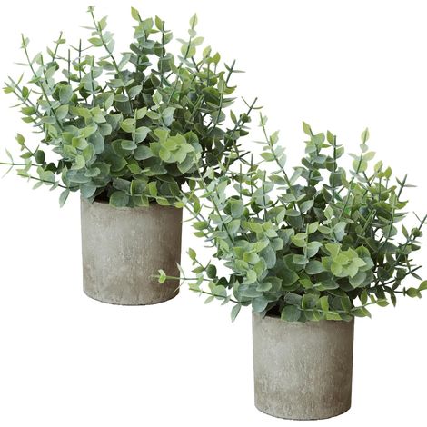 2 Pièces Petite Plantes Artificielles avec Pot Eucalyptus Fausse Plantes (1/5)