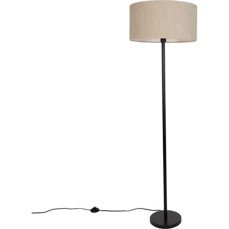 QAZQA Moderne vloerlamp zwart met beige bouclé kap 50cm - Simplo (1/5)