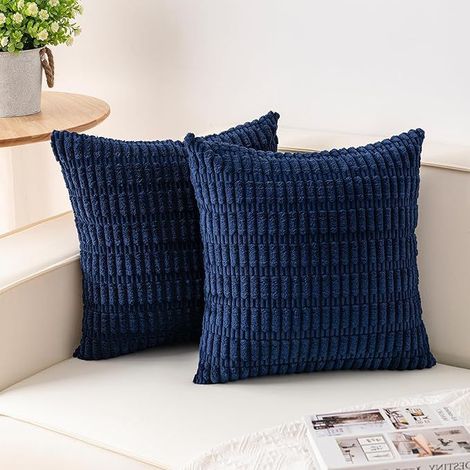 Dunkelblaue Plüschkissenbezüge, 45 x 45 cm (ohne Füllung), 2 Stück, Heimdekoration, Sofa, Wohnzimmercouch.