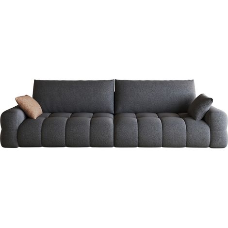 Sofá modular de tejido gris oscuro 260 cm, asiento profundo, sin montaje (1/5)