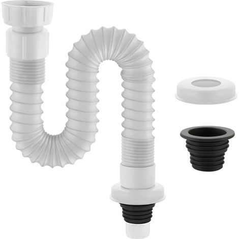 Siphon Lavabo Extensible pour Évier Tuyau d’Évacuation Flexible 0,32 à 0,78 m avec Raccords 41 mm 32 mm Couvercle Décoratif et Joint Étanche Inclus (1/5)