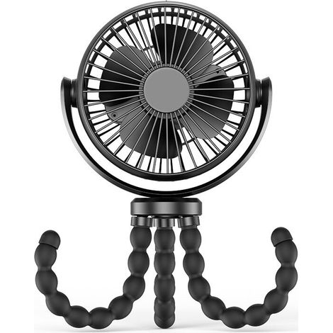 Tragbarer persönlicher Ventilator, batteriebetriebener 5200-mAh-Tischventilator mit flexiblem Stativ, 360°-USB-Ventilator für Kinderwagen, Auto usw - Crezuo