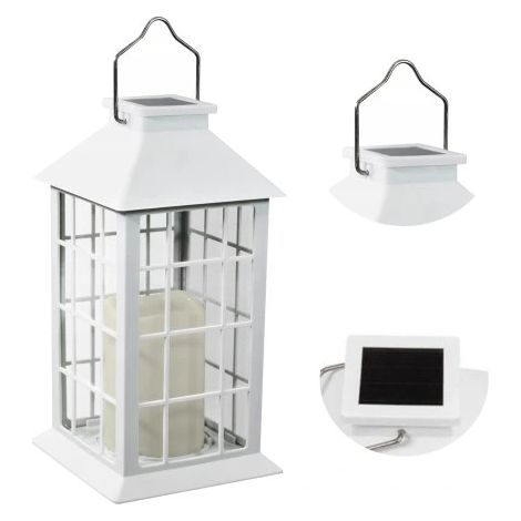 Lampada da giardino solare a LED, lanterna da 27 cm, bianca