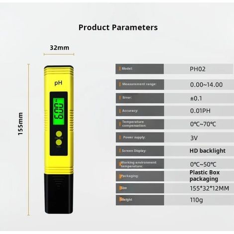 pH-mètre numérique stylo haute précision 0,01 pH, pour boissons maison et piscine, facile à utiliser, écran LCD rétroéclairé (1/4)