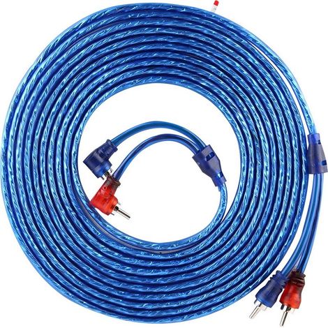 Câble Audio RCA Bleu 5m Haute Flexibilité pour Système Son Auto Voiture (1/5)